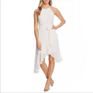 CeCe By Cynthia Steffe Soft Ecru Clip Dot High/Low Sundress